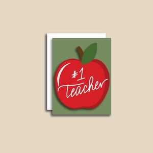 Nr. 1 lerarenwenskaart Apple Teacher bedankt, waardering leraar, eerste schooldag, cadeau leraar, beste leraar, terug naar school
