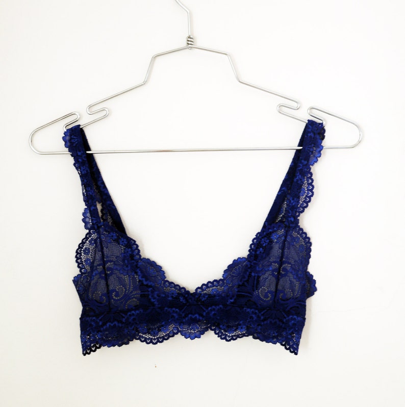 Royal blue elegant lace bralette soft bra handmade lingerie | Etsy
