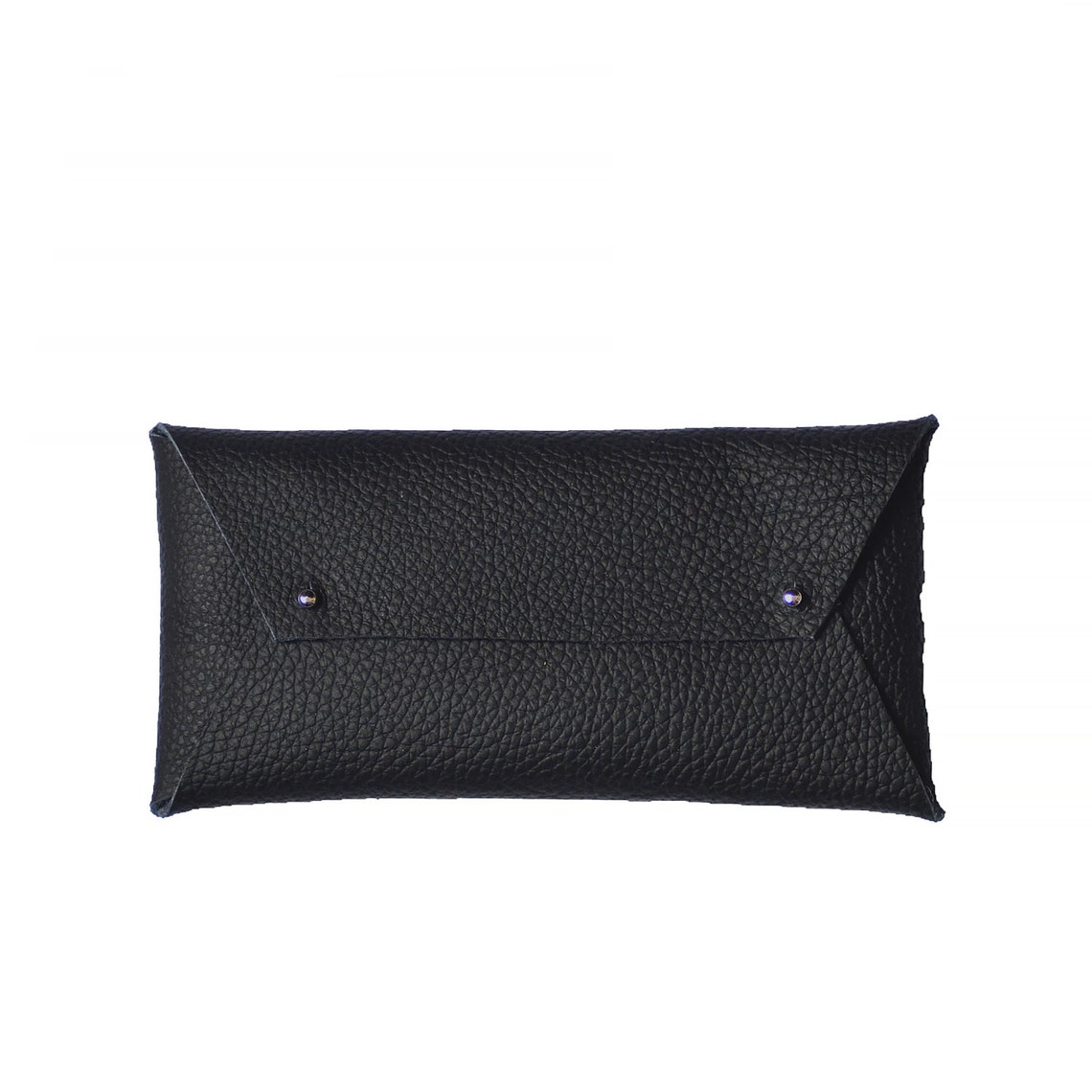 Black Leather Clutch Bag and Metal Stud Closure Italian Etsy