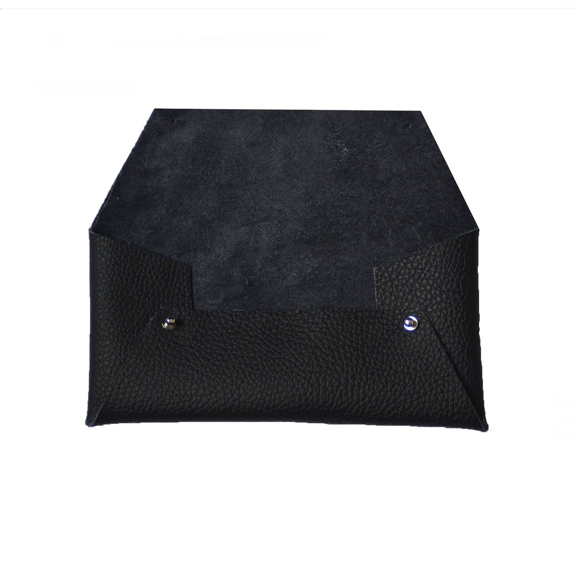 Black Leather Clutch Bag and Metal Stud Closure Italian Etsy