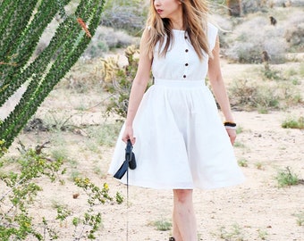 MEADOW [White] - 100% cotton elopement dress vintage inspired dress with full gathered skirt // casual wedding dress