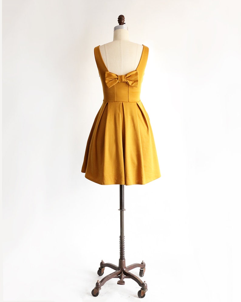 JANUARY Mustard Yellow Short Bridesmaid Dress With Bow. - Etsy