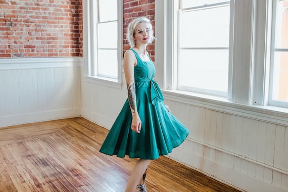 emerald green casual dress