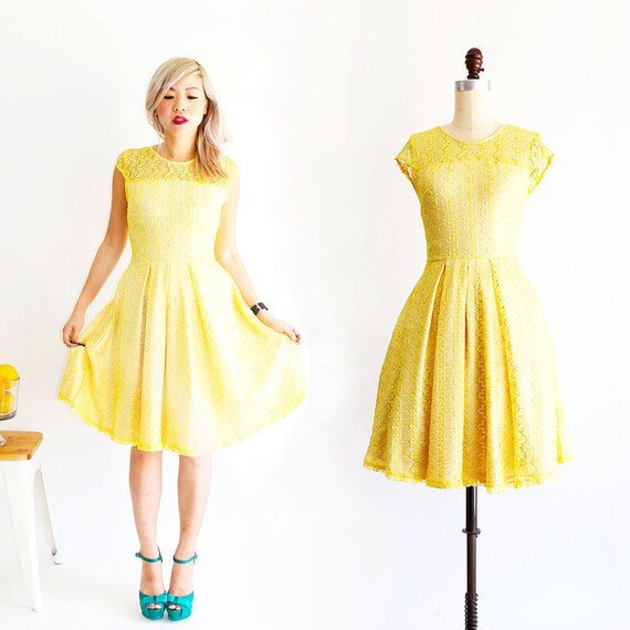 Bright Yellow Vintage Cocktail Dresses