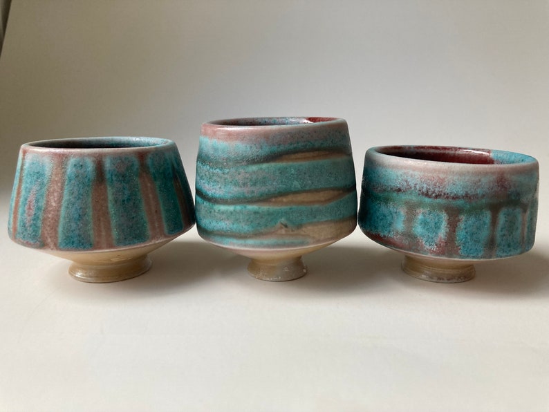 Handmade Teapot and Cup Set in Porcelain With Bamboo Handle, Soda Fired