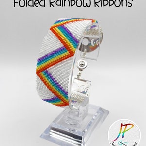 Folded Rainbow Ribbons, Peyote Beaded Bracelet Pattern, Rainbow Bracelet Pattern, Make Your Own Bracelet,Beaded Bracelet PDF file