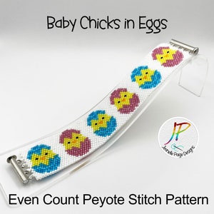 Modèle de bracelet en point de peyote, modèle de bracelet de perles, fabriquer votre propre bracelet, joli modèle de bracelet de Pâques, poussins, point de peyote PDF