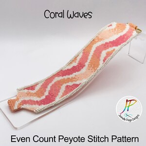 Peyote Beaded Bracelet Pattern, Beaded Bracelet Tutorial, Bracelet Pattern, Coral Peyote Stitch Bracelet, Peyote Stitch Pattern image 2