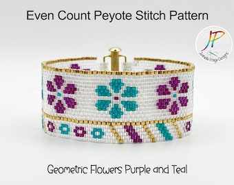 Peyote Beaded Bracelet Pattern, Peyote Stitch Pattern, Miyuki Bracelet Pattern, Beaded Bracelet Pattern for Women, Seed Bead Pattern