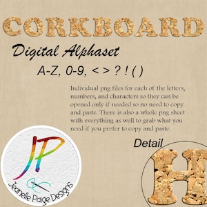 Corkboard Digital Alphabet: Scrapbook Letters (Digital Download)