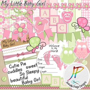 Digital Scrapbooking Kits, Baby Girl Scrapbook Kit, Digital Graphics, Digital Scrapbooking Papers, Digital Scrapbook, DIY Crafts for Adults