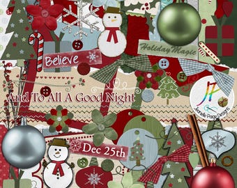 Christmas Digital Scrapbooking Kit, Rustic Christmas Digital Scrapbook, Digital Scrapbook Kit, Christmas Scrapbooking Kit, Holiday Scrapbook