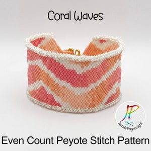 Peyote Beaded Bracelet Pattern, Beaded Bracelet Tutorial, Bracelet Pattern, Coral Peyote Stitch Bracelet, Peyote Stitch Pattern image 1