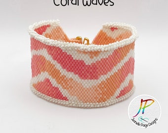 Peyote Beaded Bracelet Pattern, Beaded Bracelet Tutorial, Bracelet Pattern, Coral Peyote Stitch Bracelet, Peyote Stitch Pattern