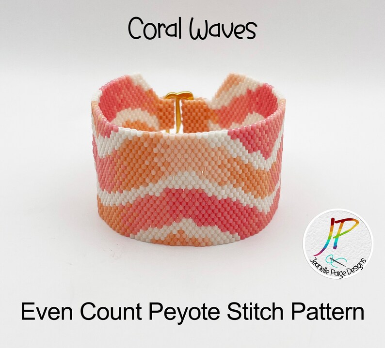 Peyote Beaded Bracelet Pattern, Beaded Bracelet Tutorial, Bracelet Pattern, Coral Peyote Stitch Bracelet, Peyote Stitch Pattern image 5
