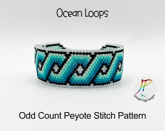 Peyote Stitch Bracelet Pattern, Beaded Bracelet Pattern, Make Your Own Bracelet, Geometric Bracelet Pattern, Ocean Loops Peyote Stitch PDF