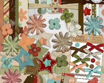 Floral Digital Scrapbook Kit: Handgemachte Kreationen (Digitaler Download)