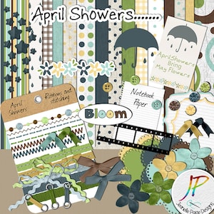 Digital Scrapbooking Kit, Springtime Scrapbooking kit, Digital Papers, Digital Scrapbook Kit, Scrapbooking Kits, Springtime Scrapbook