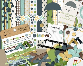 Digital Scrapbooking Kit, Springtime Scrapbooking kit, Digital Papers, Digital Scrapbook Kit, Scrapbooking Kits, Springtime Scrapbook
