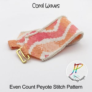 Peyote Beaded Bracelet Pattern, Beaded Bracelet Tutorial, Bracelet Pattern, Coral Peyote Stitch Bracelet, Peyote Stitch Pattern image 4