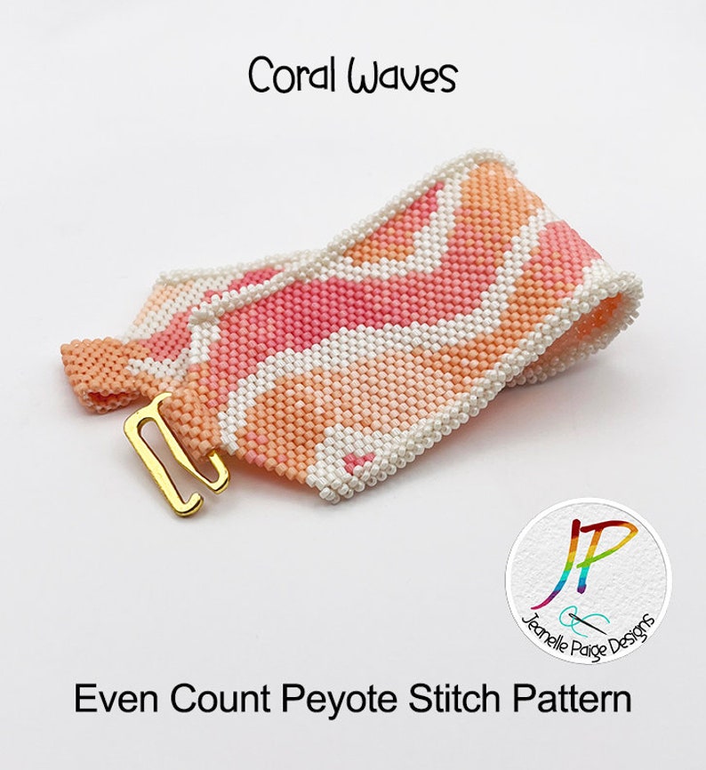 Peyote Beaded Bracelet Pattern, Beaded Bracelet Tutorial, Bracelet Pattern, Coral Peyote Stitch Bracelet, Peyote Stitch Pattern image 4