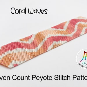 Peyote Beaded Bracelet Pattern, Beaded Bracelet Tutorial, Bracelet Pattern, Coral Peyote Stitch Bracelet, Peyote Stitch Pattern image 6