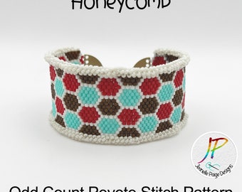 Beaded Bracelet Pattern, Peyote Bracelet Tutorial, Miyuki Bead Bracelet Pattern, Peyote Pattern, Honeycomb Pattern, Peyote Stitch Pattern