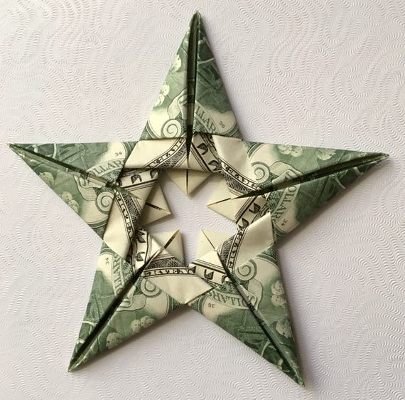 5 Point Star Money Origami Constructed With 5 Real Dollar Bills