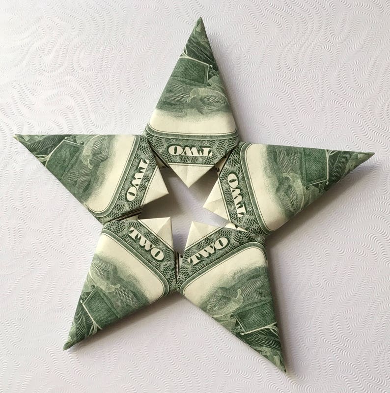 5 Point Star money origami constructed with 5 real dollar Etsy