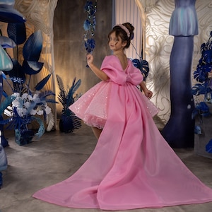 Blumenmädchen Kleid, Tüll Blumenmädchen Kleid, Blumenmädchen Kleid aus Spitze, Rosa Blumenmädchen Kleid, Erstkommunion Kleid, Junior Brautjungfer Kleid