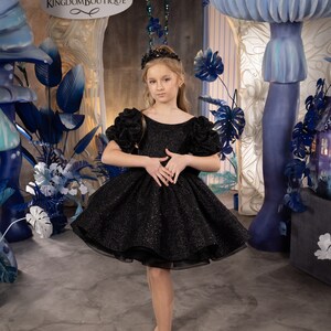 Blumenmädchen Kleid, Blumenmädchen Kleid Tüll, Blumenmädchen Kleid Spitze, Schwarzes Blumenmädchen Kleid, Erstkommunion Kleid, Junior Brautjungfer Kleid