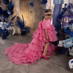 Blumenmädchen Kleid, Tüll Blumenmädchen Kleid, Blumenmädchen Kleid aus Spitze, Rosa Blumenmädchen Kleid, Erstkommunion Kleid, Junior Brautjungfer Kleid