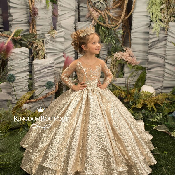 Gold Flower Girl Dress - Etsy