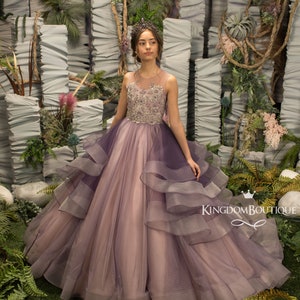 Lila und Blush Pink Tüll Blumenmädchen Kleid für besondere Anlässe Brautjungfer Party Hochzeit Festzug Erstkommunion Weihnachten