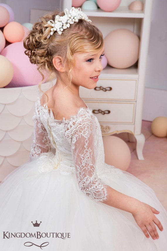 fancy dress holiday Ivory - Wedding Party Bridesmaid Birthday Fancy Ivory Tulle Lace Dress creative christmas costumes