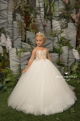 Vestito Tutù Bambina Abito Tutù In Pizzo Con Fiori Per Bambina - Compleanno, Matrimonio, Festa Principessa Tutori Per Piante