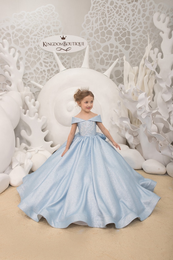 white and baby blue flower girl dresses