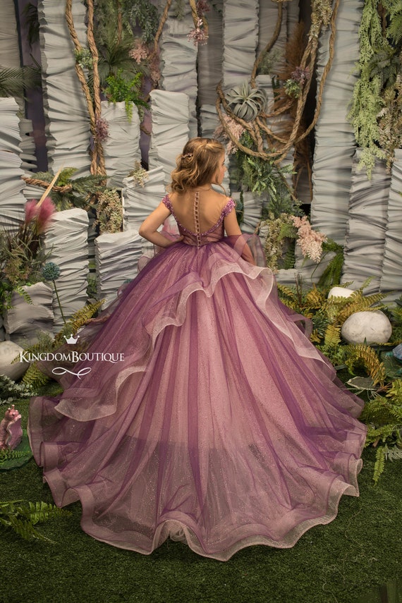 Vestito Bambina Principessa - Abito Tulle Con Farfalle 3D, Per Cerimonie E Feste