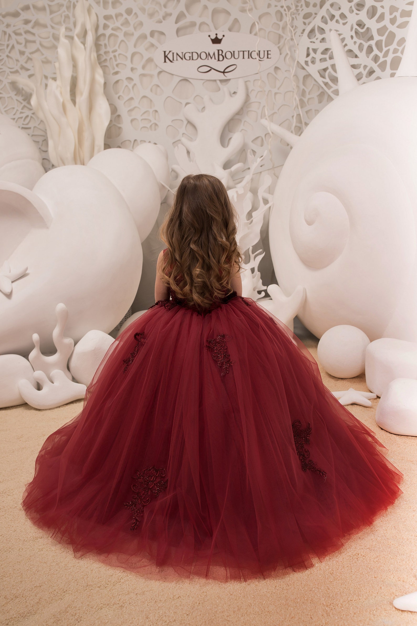 Maroon Flower Girl Dress Birthday Wedding Party Bridesmaid Etsy