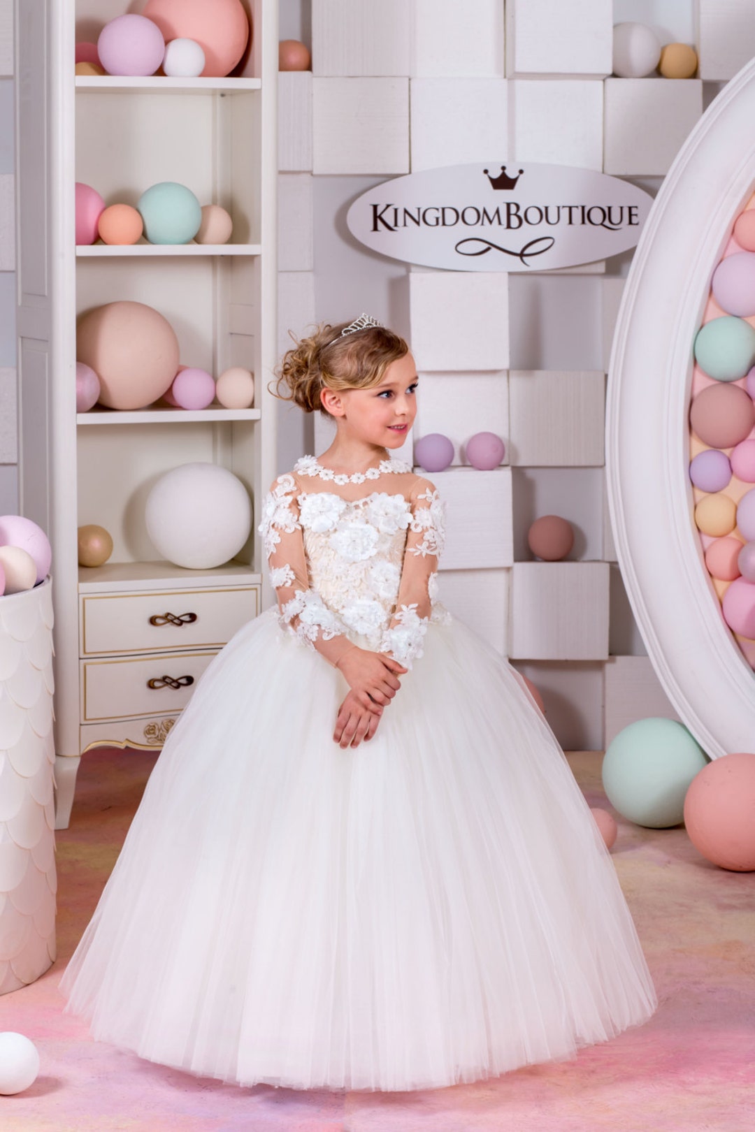 IMEKIS Vestitino Da Compleanno Per Bambina – Con Paillettes E Tulle – 1° 2° 3° Anno – Include Fermagli Per Capelli