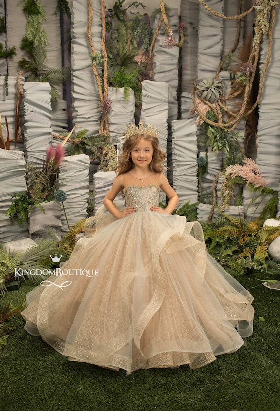 gold flower girl dresses