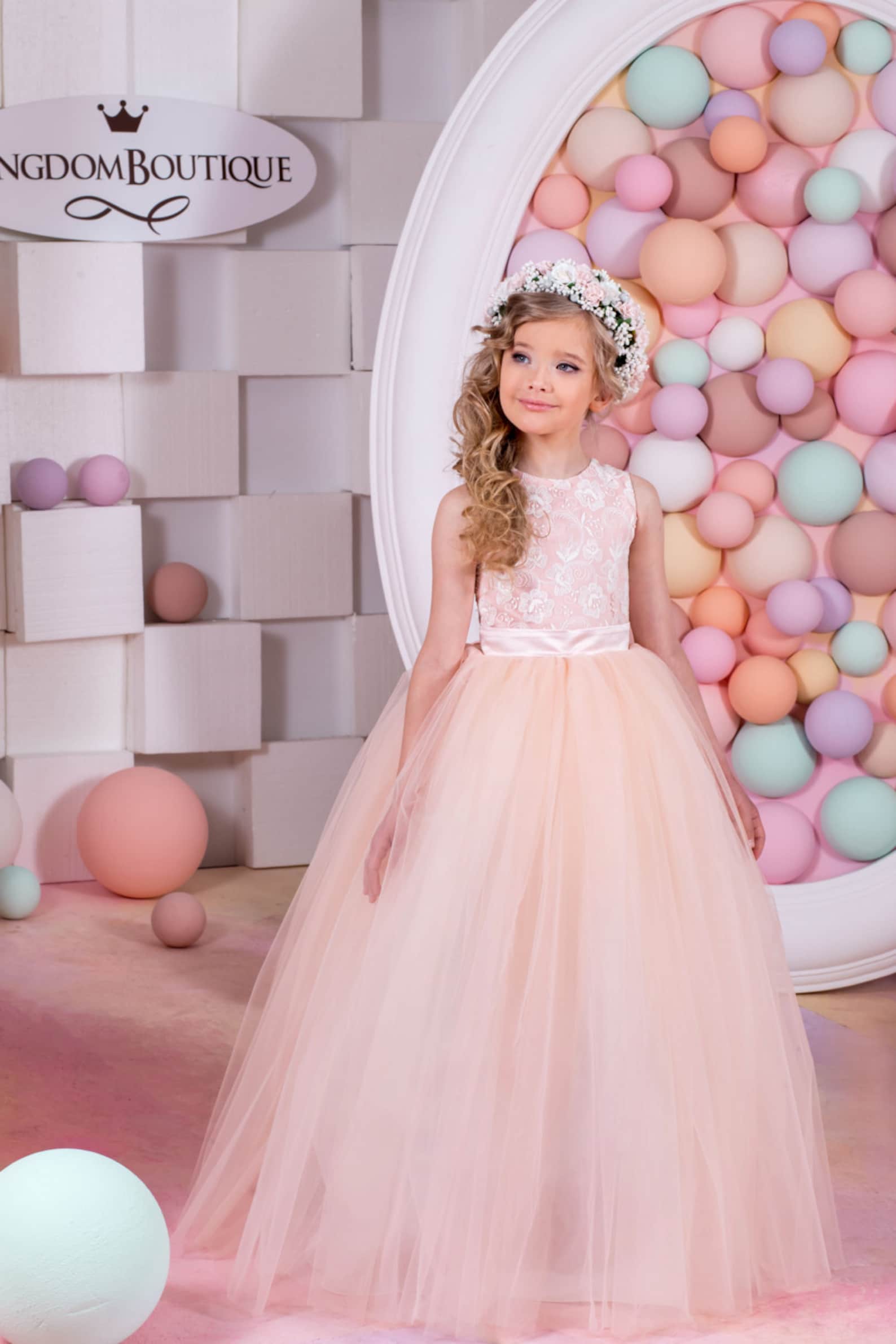 Blush Flower Girl Dress Birthday Bridesmaid Holiday Wedding Etsy