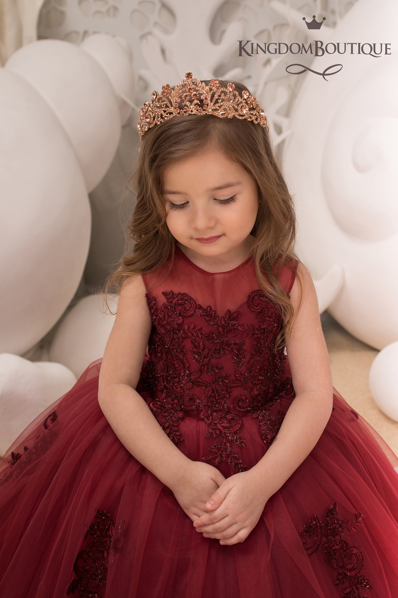 Maroon Flower Girl Dress Birthday Wedding Party Bridesmaid Etsy