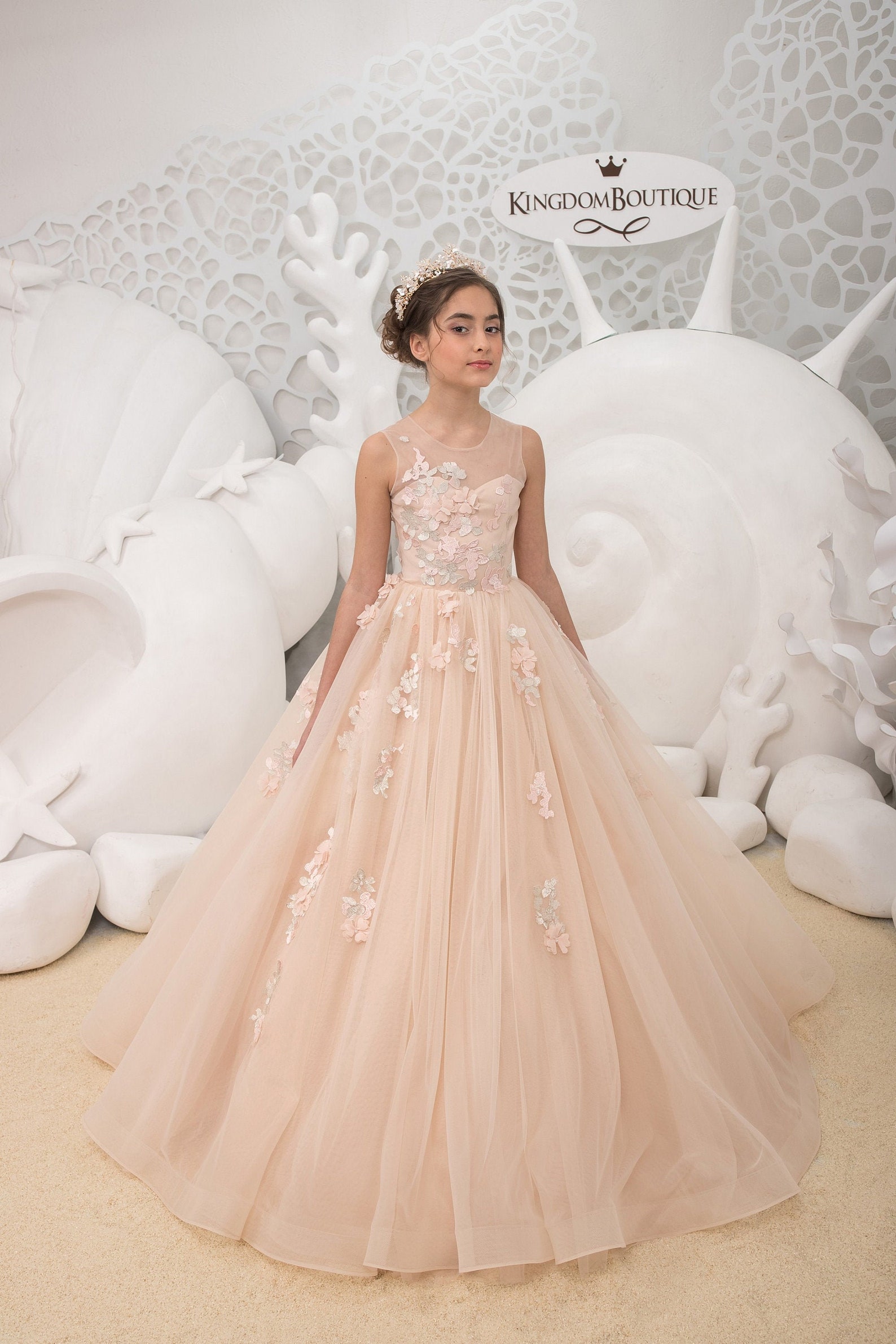 Special Tulle  Flower Girl Dresses With Handmade Flowers main image 1