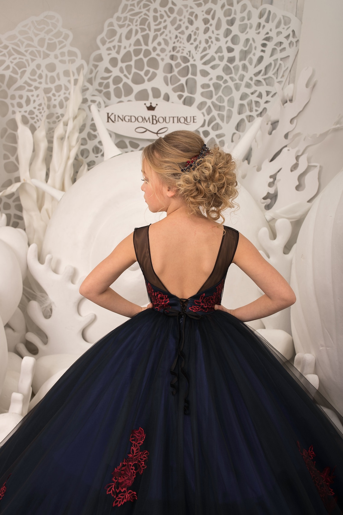 Navy Blue Lace Tulle Formal Flower Girl Dress for Special - Etsy
