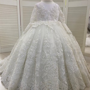 New Arrival Short Sleeves Lace Top Ivory Tulle Flower Girl Dresses, FG092