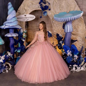 Blumenmädchen Kleid, Tüll Blumenmädchen Kleid, Blumenmädchen Kleid aus Spitze, Rosa Blumenmädchen Kleid, Erstkommunion Kleid, Junior Brautjungfer Kleid