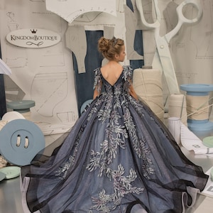 Blumenmädchenkleid, Tüll Blumenmädchenkleid, Spitze Blumenmädchenkleid, Schwarz und Lila Kleid, Erstkommunion Kleid, Junior Brautjungfernkleid