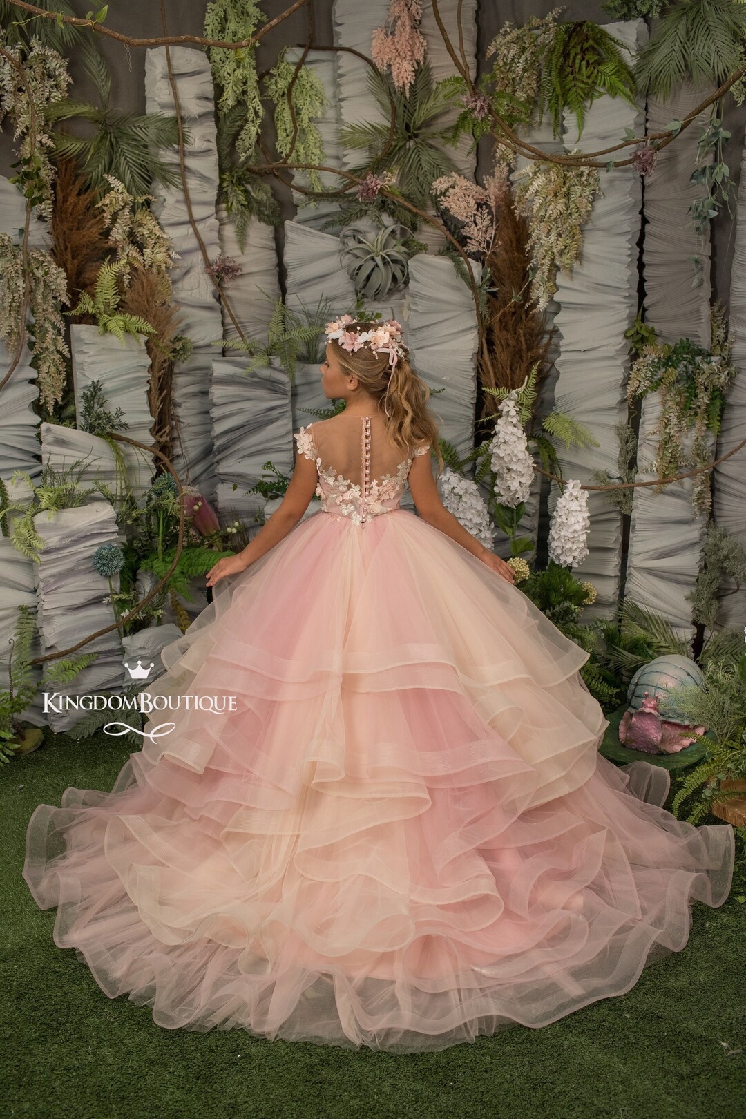 pink tulle dress juniors My Little Prima Tiered Tulle Dress Light Pink / 5Y