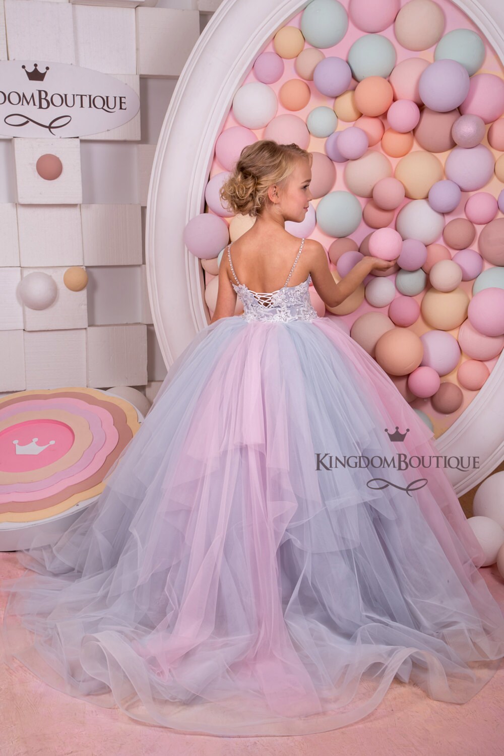 grey dress with pink flowers